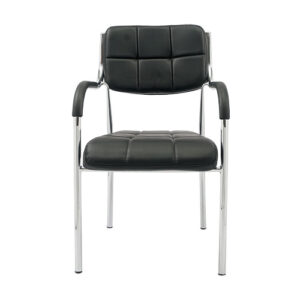 Visitor Chair – VC-C05 – Cushioned with Artificial Leather & Chrome Metal Frame – Made in China