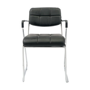 Visitor Chair – VC-C116 – Cushioned Artificial Leather with Chrome Metal Base – Made in China