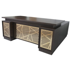 Executive Table with Side Rack – OT-WQ6004 UV (36" x 72") – UV Sheet & Brass – Made in Pakistan